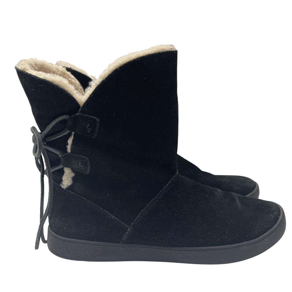 Koolaburra by UGG Shazi Short Suede Boots Womens 10 Black Shearling Zip 1019361